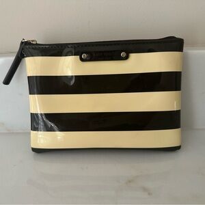 Kate Spade Black and Cream Striped Mini Patent Leather bag